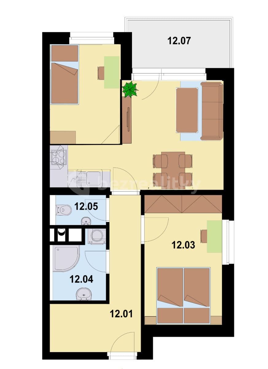 2 bedroom with open-plan kitchen flat to rent, 51 m², Želetická, Prague, Prague 2 bedroom with open-plan kitchen flat to rent, 51 m², Želetická, Prague, Prague
