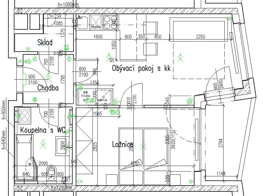 1 bedroom with open-plan kitchen flat to rent, 48 m², Františka Jansy, Prague, Prague 1 bedroom with open-plan kitchen flat to rent, 48 m², Františka Jansy, Prague, Prague