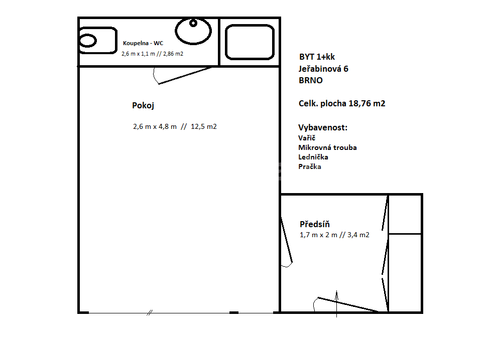 Studio flat to rent, 19 m², Jeřabinová, Brno, Jihomoravský Region Studio flat to rent, 19 m², Jeřabinová, Brno, Jihomoravský Region