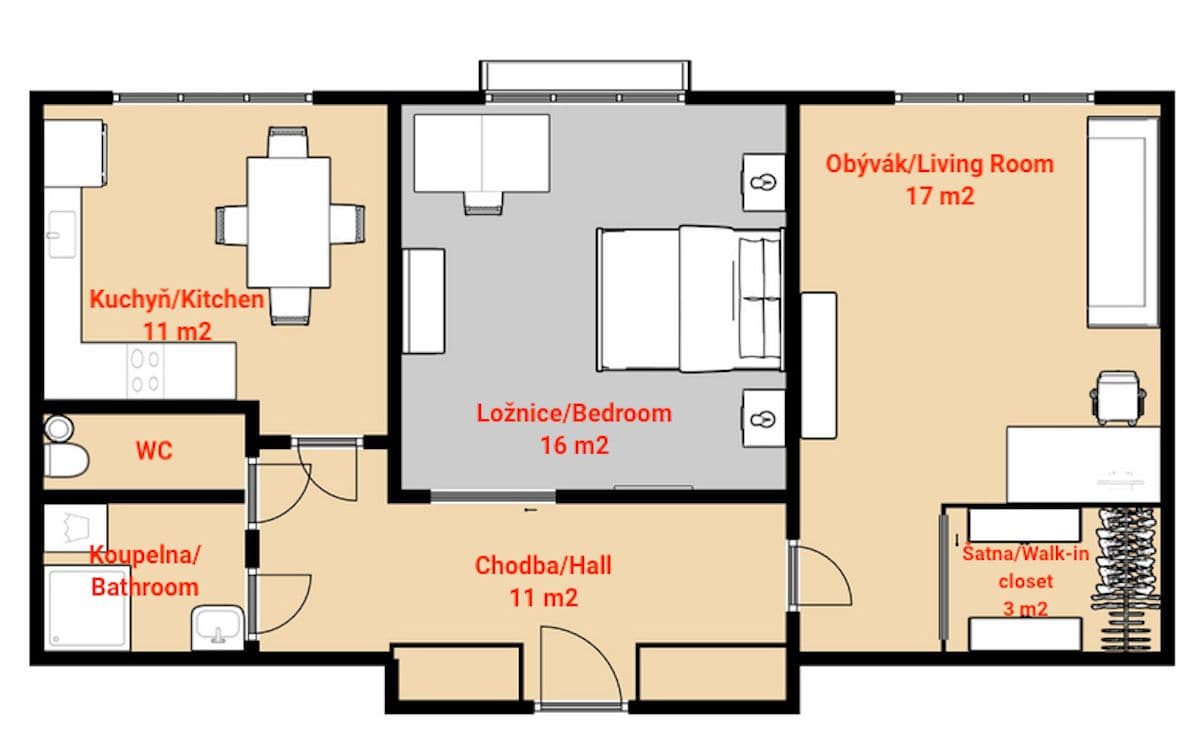 2 bedroom flat to rent, 61 m², Ruská, Prague, Prague 2 bedroom flat to rent, 61 m², Ruská, Prague, Prague