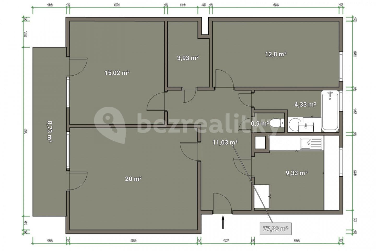 3 bedroom flat for sale, 77 m², Lutín, Olomoucký Region