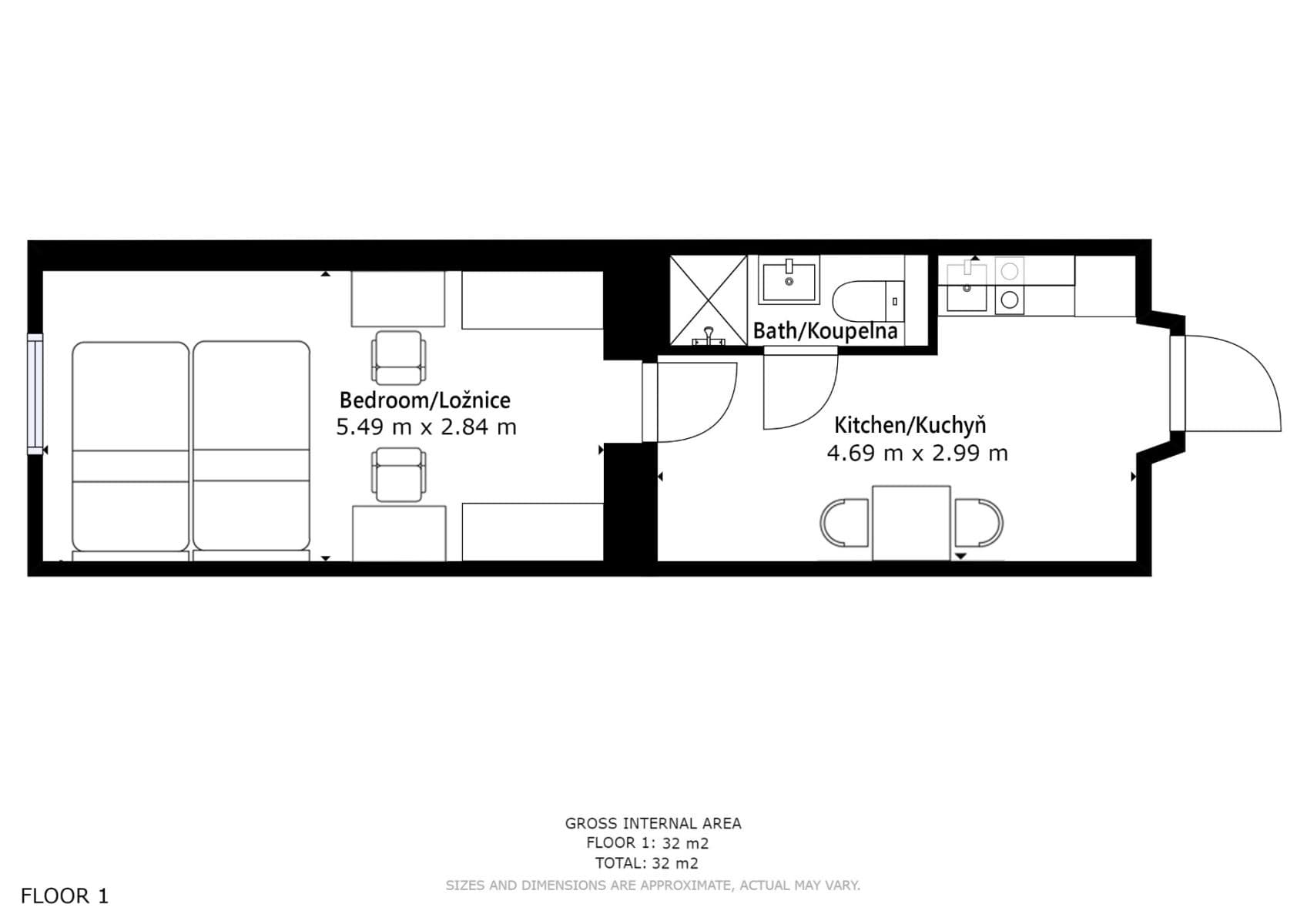1 bedroom flat to rent, 29 m², Václavská, Brno, Jihomoravský Region 1 bedroom flat to rent, 29 m², Václavská, Brno, Jihomoravský Region