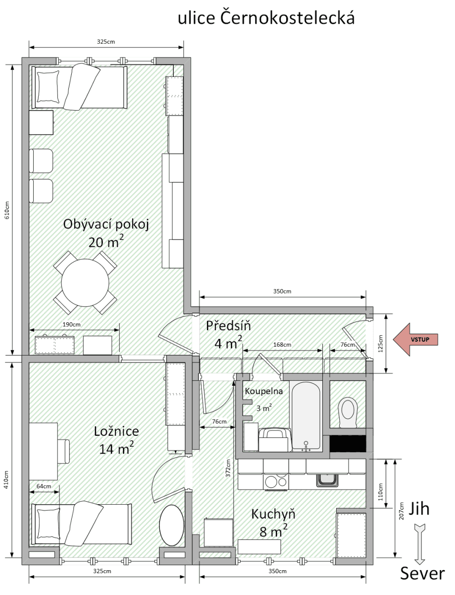2 bedroom flat to rent, 52 m², Černokostelecká, Prague, Prague 2 bedroom flat to rent, 52 m², Černokostelecká, Prague, Prague