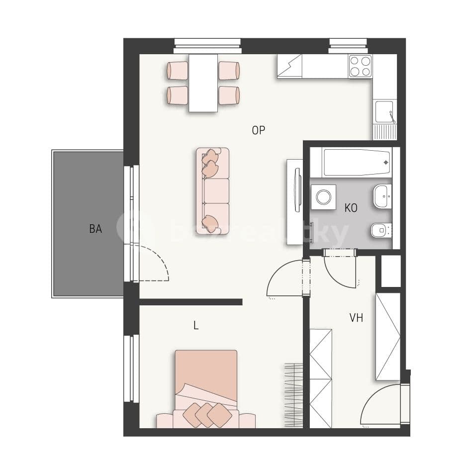 1 bedroom with open-plan kitchen flat to rent, 57 m², Čerpadlová, Prague, Prague 1 bedroom with open-plan kitchen flat to rent, 57 m², Čerpadlová, Prague, Prague
