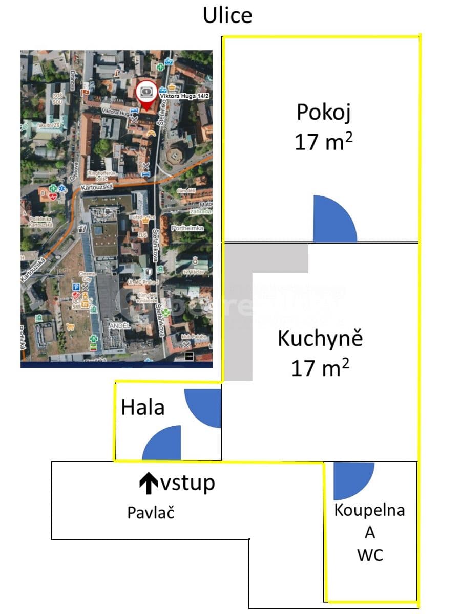 1 bedroom flat to rent, 46 m², Viktora Huga, Prague, Prague 1 bedroom flat to rent, 46 m², Viktora Huga, Prague, Prague