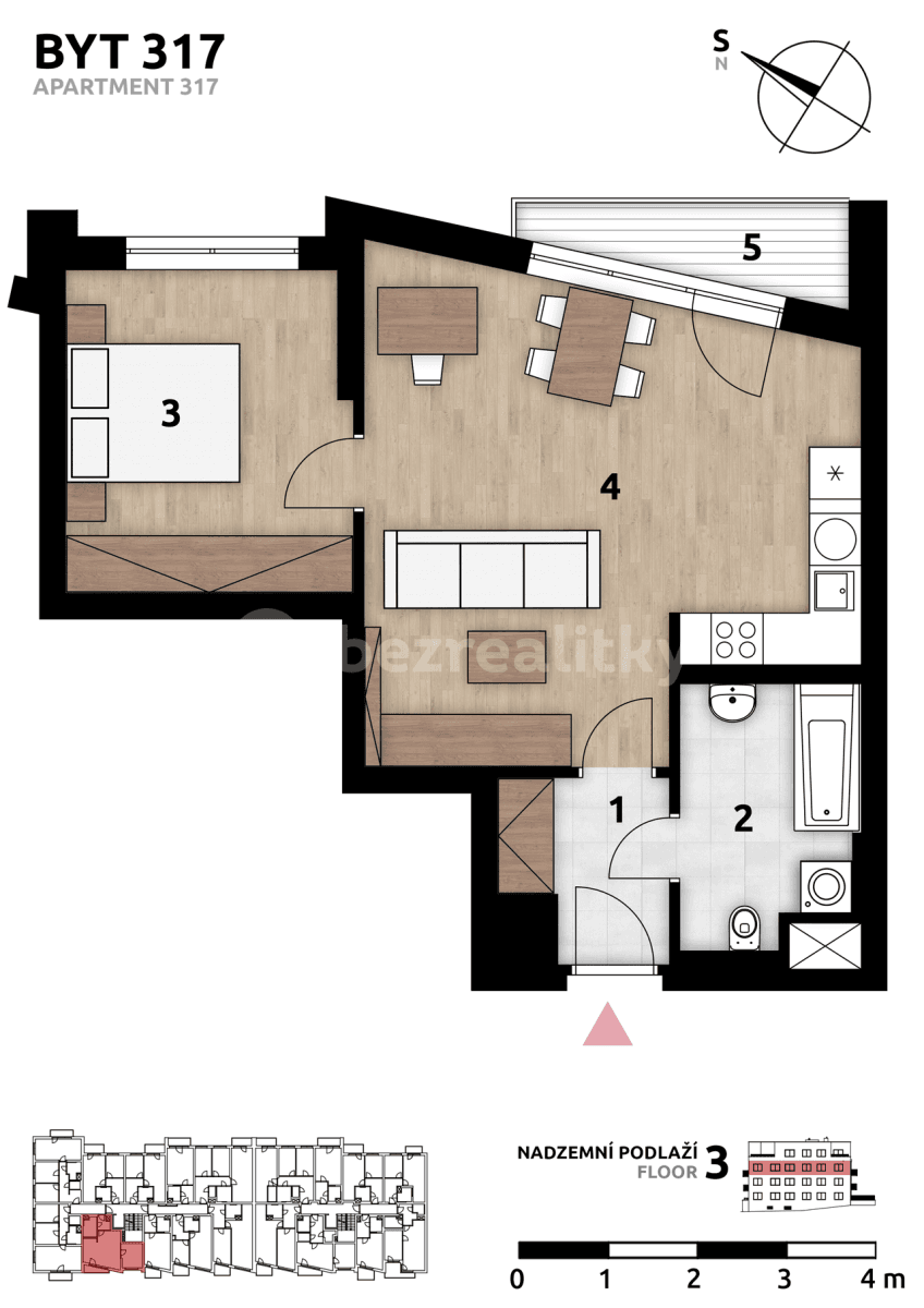 1 bedroom with open-plan kitchen flat to rent, 54 m², Františka Diviše, Prague, Prague 1 bedroom with open-plan kitchen flat to rent, 54 m², Františka Diviše, Prague, Prague