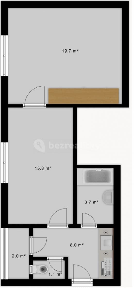 1 bedroom with open-plan kitchen flat to rent, 45 m², Táborská, Prague, Prague