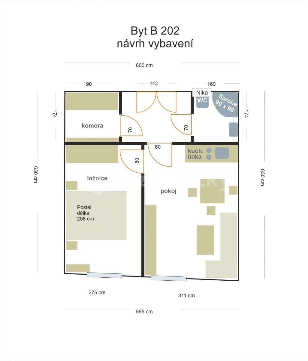 1 bedroom with open-plan kitchen flat to rent, 36 m², Resselovo náměstí, Chrudim, Pardubický Region 1 bedroom with open-plan kitchen flat to rent, 36 m², Resselovo náměstí, Chrudim, Pardubický Region