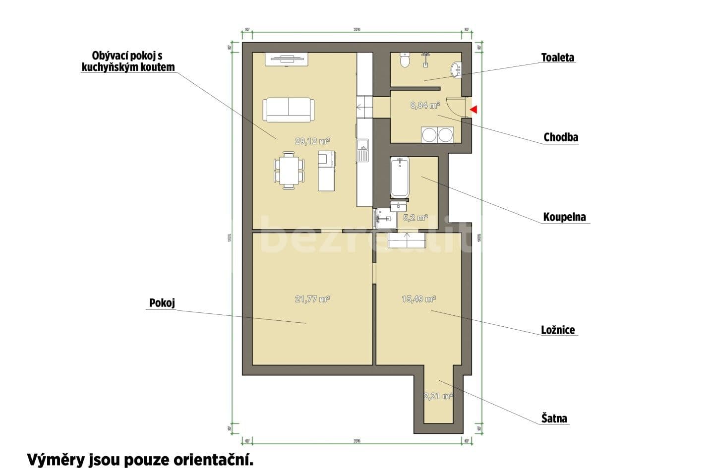 2 bedroom with open-plan kitchen flat for sale, 80 m², Vlastislavova, Prague, Prague