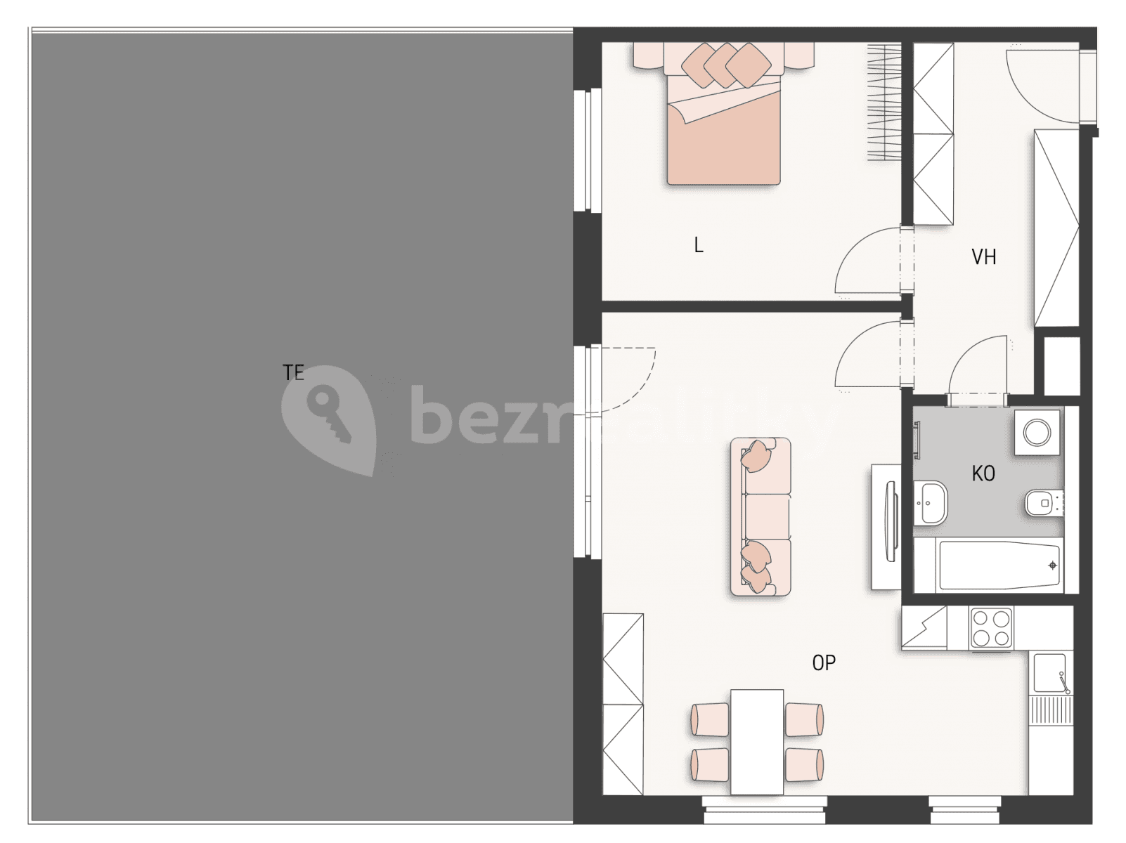 1 bedroom with open-plan kitchen flat to rent, 65 m², Prague, Prague 1 bedroom with open-plan kitchen flat to rent, 65 m², Prague, Prague
