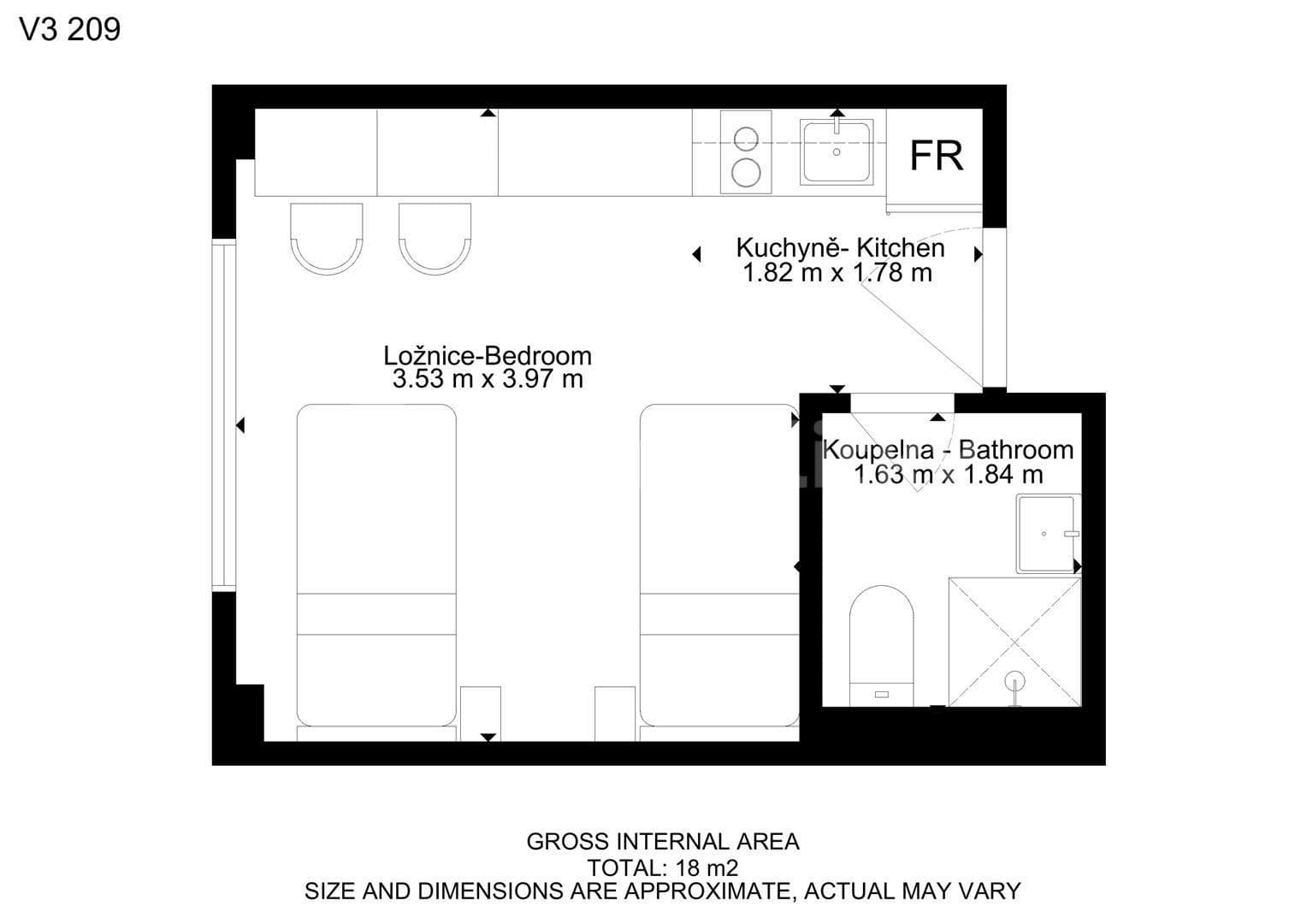 Studio flat to rent, 17 m², Hybešova, Brno, Jihomoravský Region Studio flat to rent, 17 m², Hybešova, Brno, Jihomoravský Region