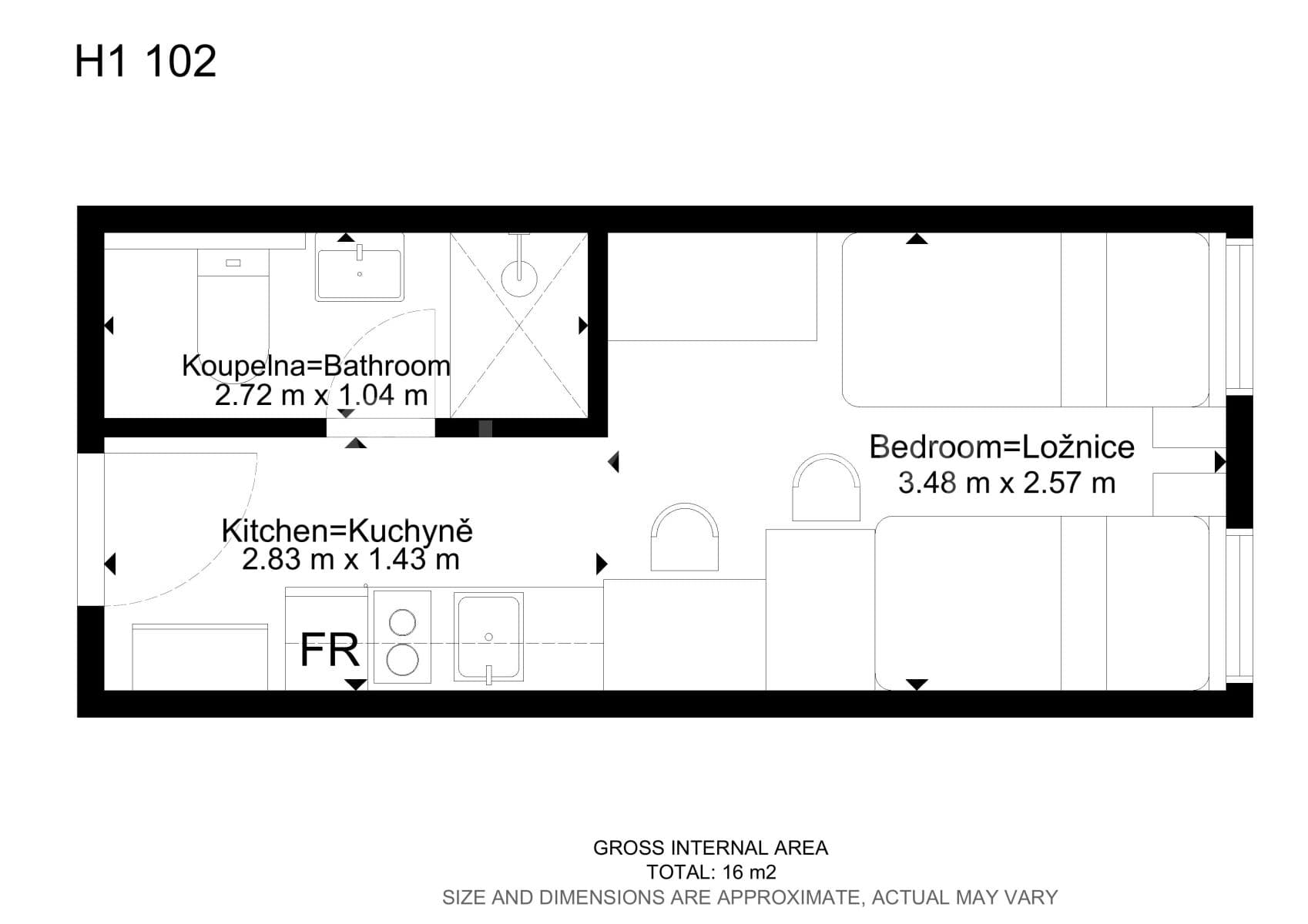 Studio flat to rent, 17 m², Hybešova, Brno, Jihomoravský Region Studio flat to rent, 17 m², Hybešova, Brno, Jihomoravský Region