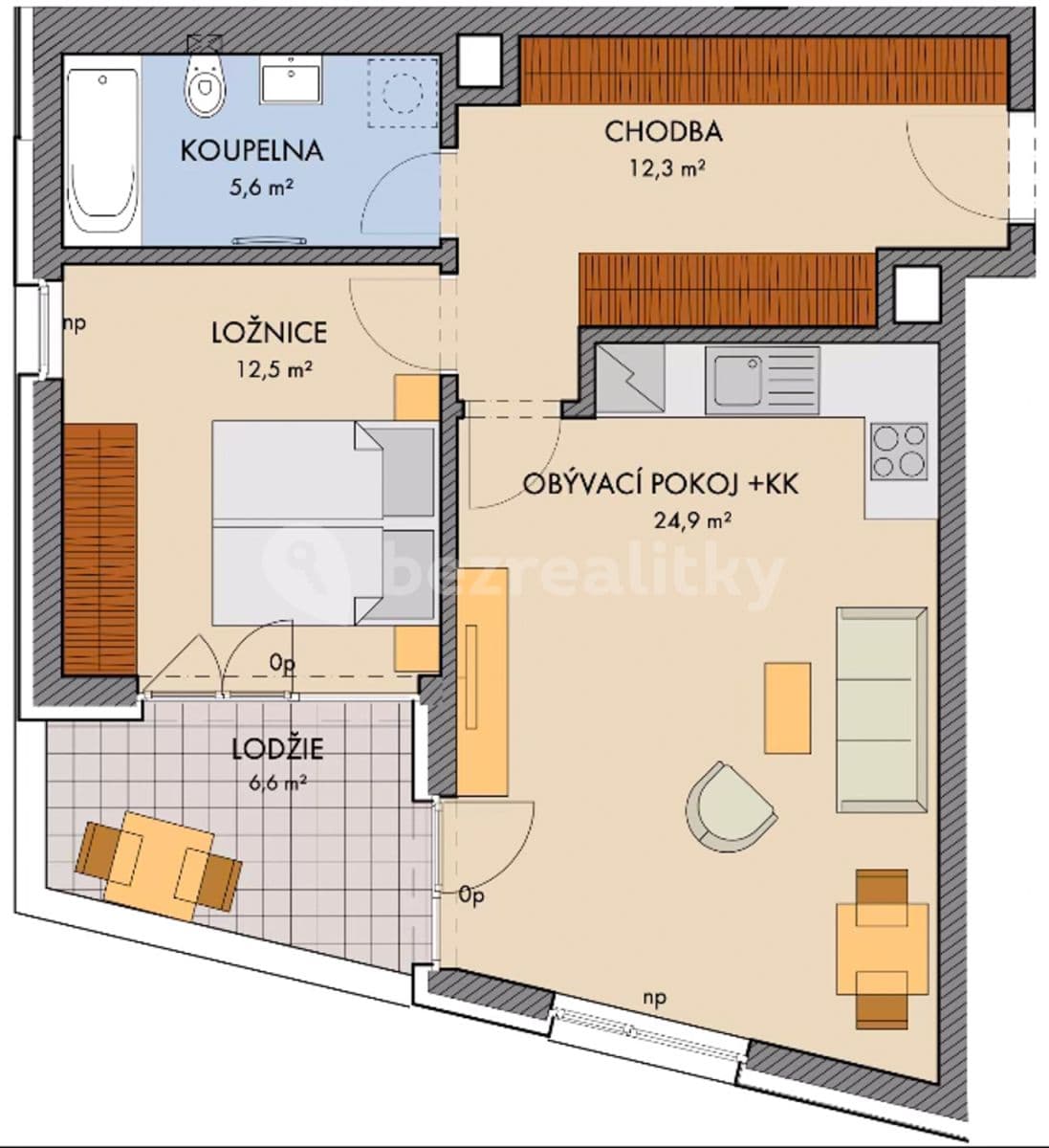1 bedroom with open-plan kitchen flat to rent, 57 m², U Sluncové, Prague, Prague 1 bedroom with open-plan kitchen flat to rent, 57 m², U Sluncové, Prague, Prague