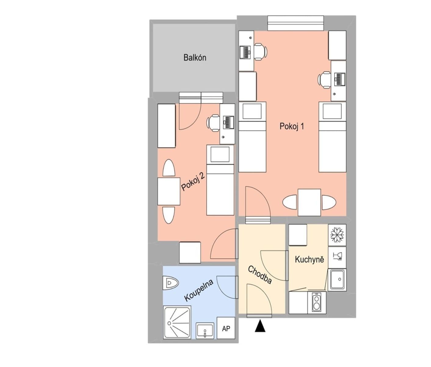 2 bedroom flat to rent, 46 m², Magisterská, Plzeň, Plzeňský Region 2 bedroom flat to rent, 46 m², Magisterská, Plzeň, Plzeňský Region
