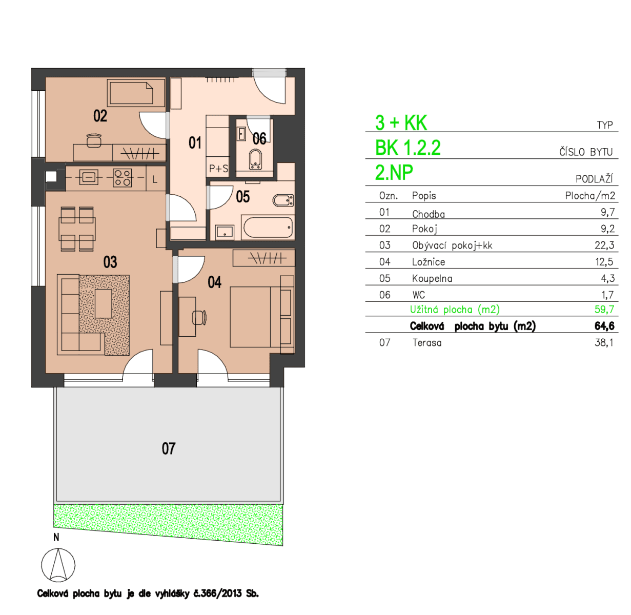 2 bedroom with open-plan kitchen flat to rent, 65 m², U Plynárny, Prague, Prague 2 bedroom with open-plan kitchen flat to rent, 65 m², U Plynárny, Prague, Prague