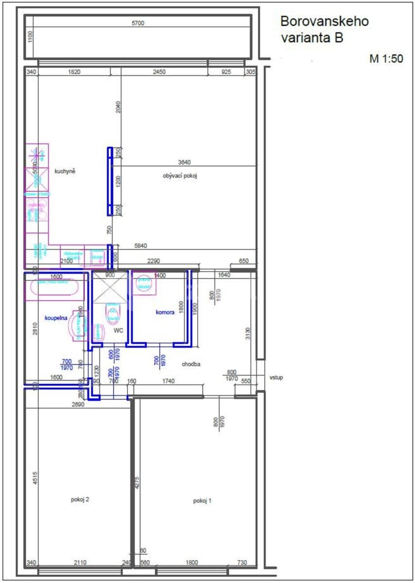 2 bedroom with open-plan kitchen flat to rent, 79 m², Borovanského, Prague, Prague 2 bedroom with open-plan kitchen flat to rent, 79 m², Borovanského, Prague, Prague
