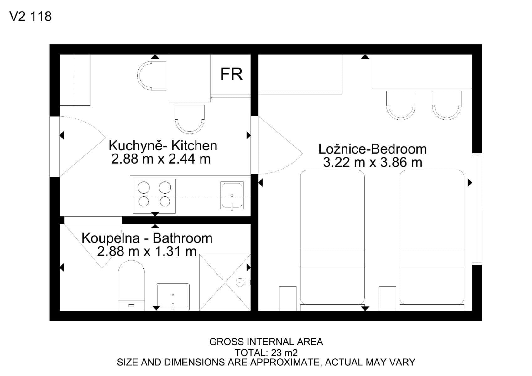 1 bedroom flat to rent, 24 m², Václavská, Brno, Jihomoravský Region 1 bedroom flat to rent, 24 m², Václavská, Brno, Jihomoravský Region