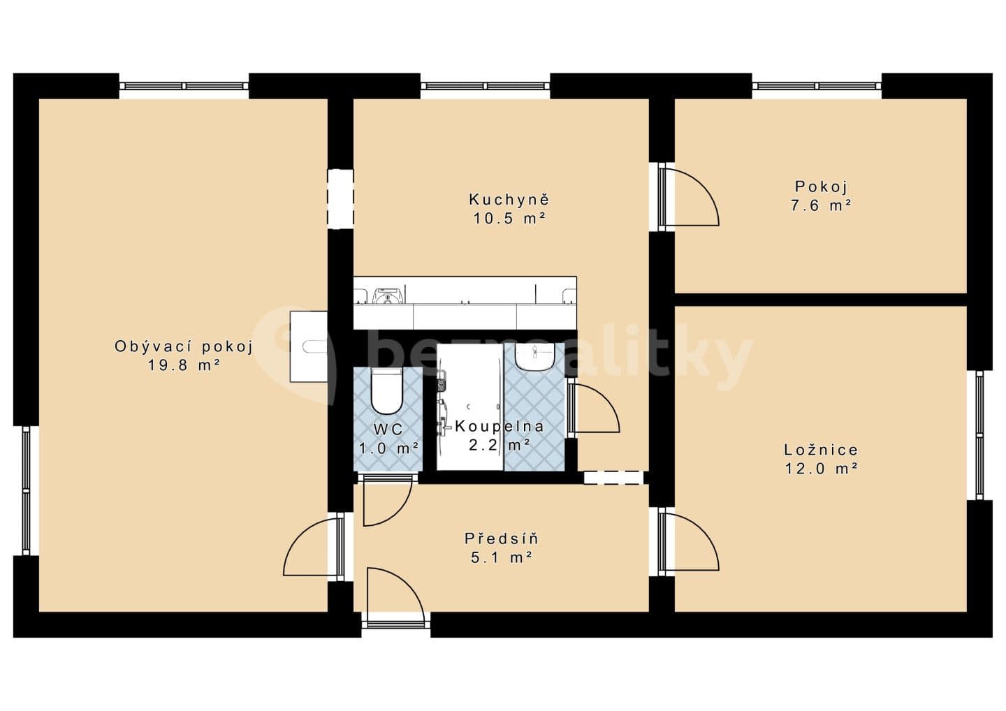 3 bedroom flat for sale, 60 m², Králova Lhota, Jihočeský Region