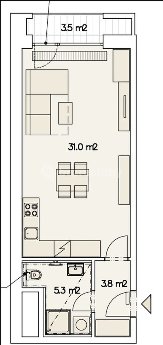 Studio flat to rent, 41 m², U Červeného mlýna, Brno, Jihomoravský Region Studio flat to rent, 41 m², U Červeného mlýna, Brno, Jihomoravský Region