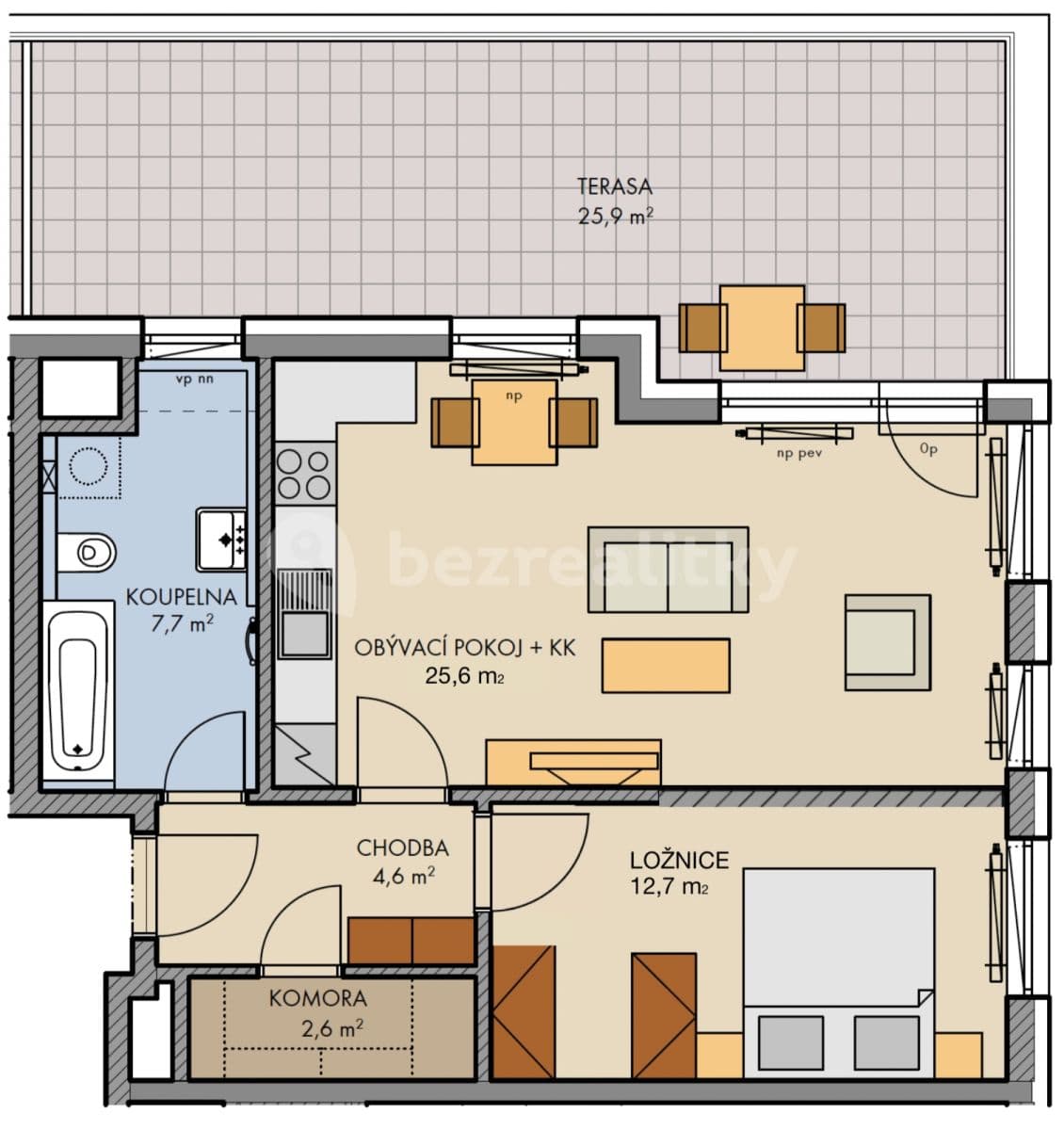 1 bedroom with open-plan kitchen flat to rent, 56 m², Hugo Haase, Prague, Prague 1 bedroom with open-plan kitchen flat to rent, 56 m², Hugo Haase, Prague, Prague