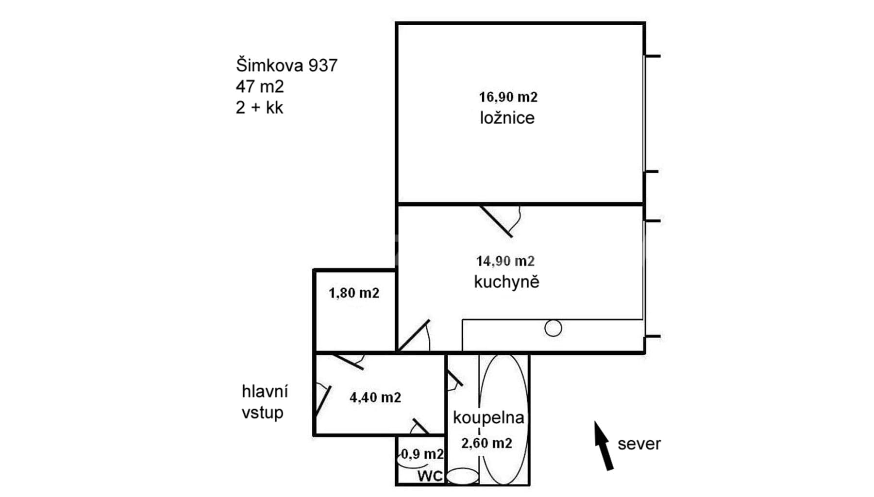 1 bedroom with open-plan kitchen flat for sale, 47 m², Šimkova, Hradec Králové, Královéhradecký Region