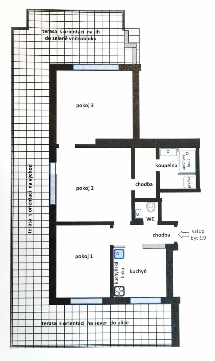 2 bedroom with open-plan kitchen flat to rent, 124 m², Jeremenkova, Prague, Prague 2 bedroom with open-plan kitchen flat to rent, 124 m², Jeremenkova, Prague, Prague