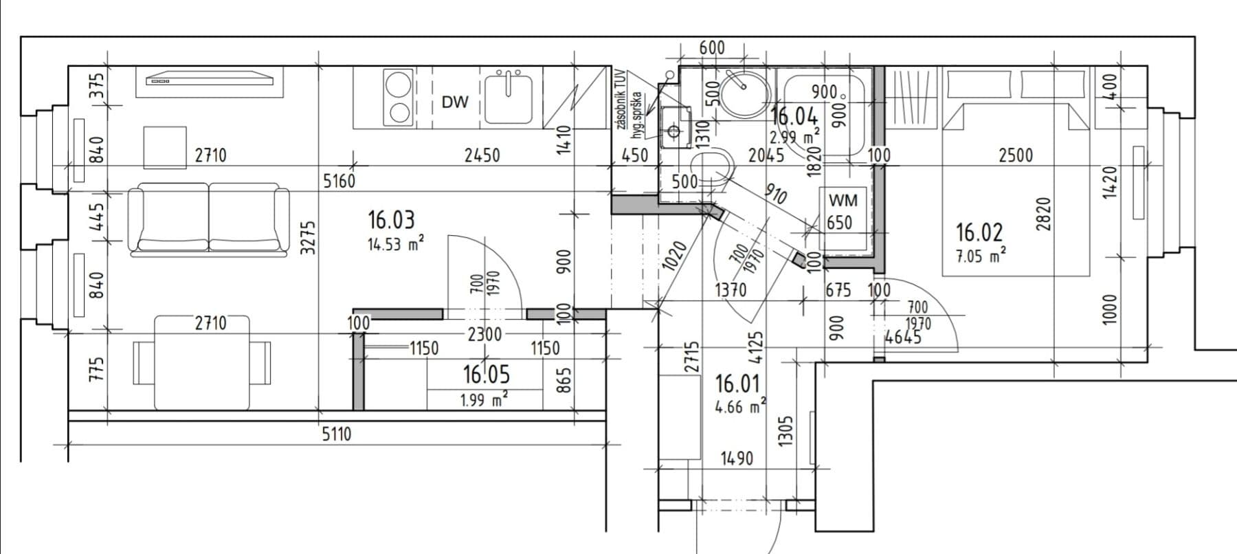 1 bedroom with open-plan kitchen flat to rent, 33 m², Turnovská, Prague, Prague 1 bedroom with open-plan kitchen flat to rent, 33 m², Turnovská, Prague, Prague