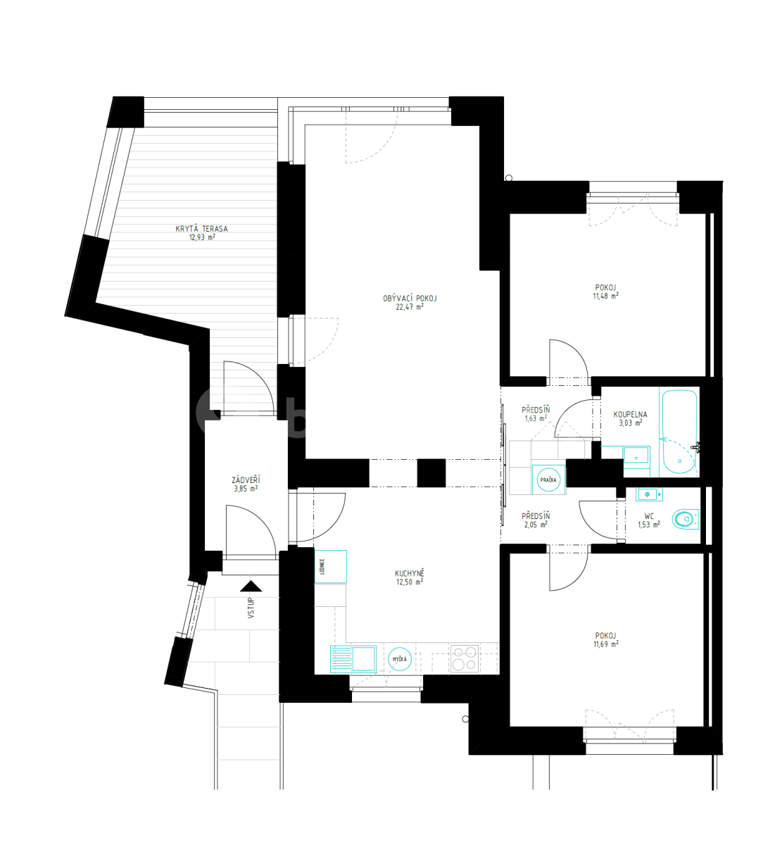 2 bedroom with open-plan kitchen flat to rent, 73 m², Pod Kesnerkou, Prague, Prague 2 bedroom with open-plan kitchen flat to rent, 73 m², Pod Kesnerkou, Prague, Prague