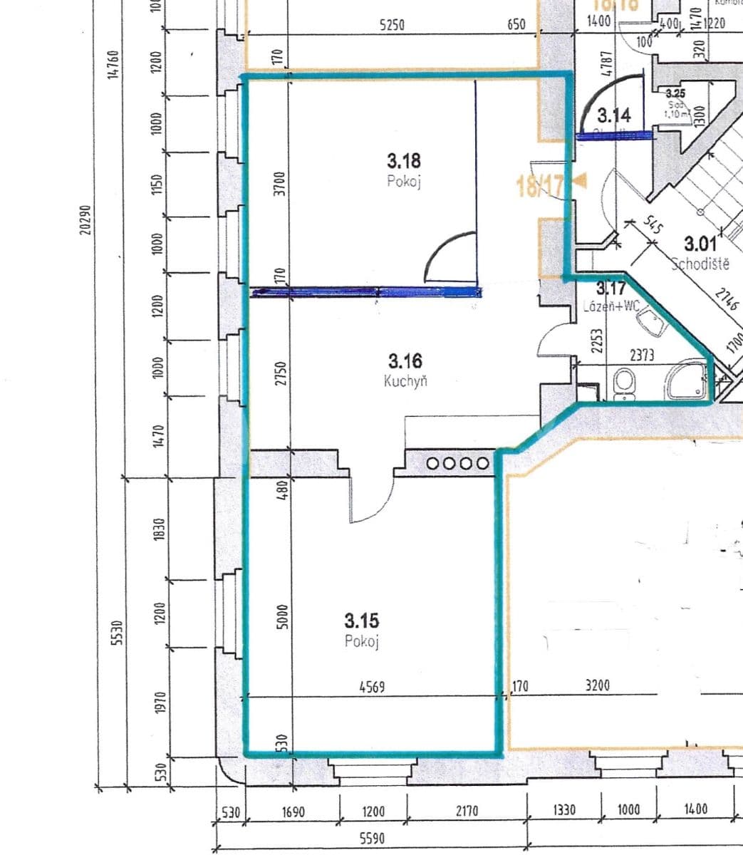2 bedroom with open-plan kitchen flat to rent, 60 m², Neklanova, Prague, Prague 2 bedroom with open-plan kitchen flat to rent, 60 m², Neklanova, Prague, Prague