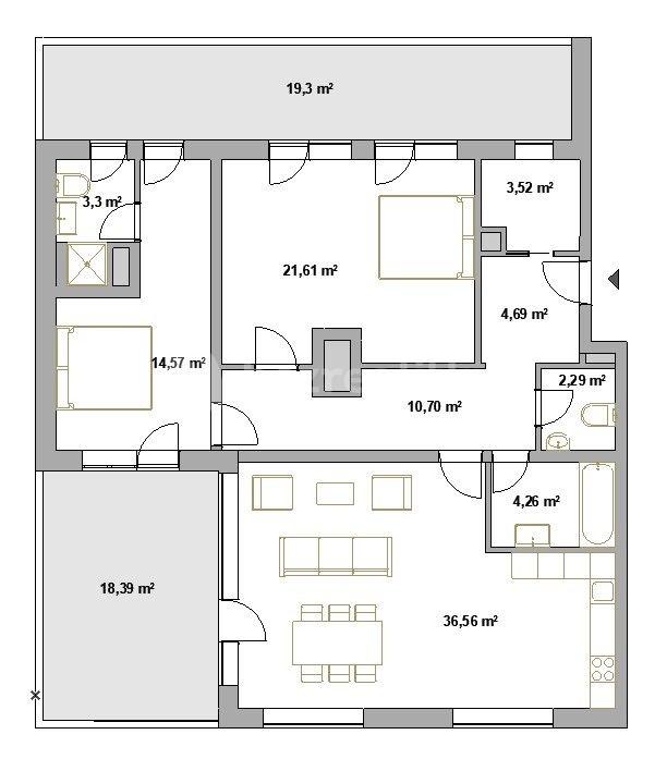 2 bedroom with open-plan kitchen flat for sale, 110 m², Nad Vodovodem, Prague, Prague