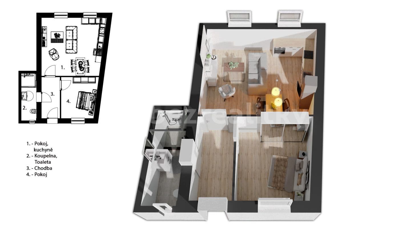 1 bedroom with open-plan kitchen flat for sale, 54 m², Miletín, Královéhradecký Region