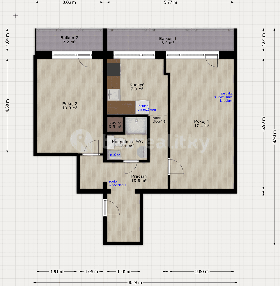2 bedroom flat to rent, 63 m², Benešovská, Kladno, Středočeský Region 2 bedroom flat to rent, 63 m², Benešovská, Kladno, Středočeský Region
