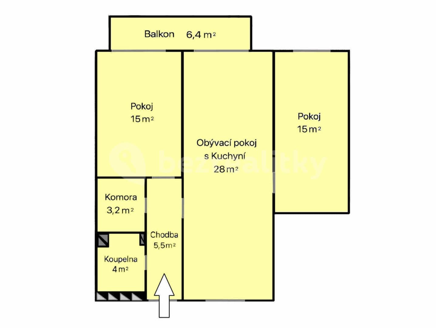 2 bedroom with open-plan kitchen flat for sale, 77 m², Hojerova, Kuřim, Jihomoravský Region