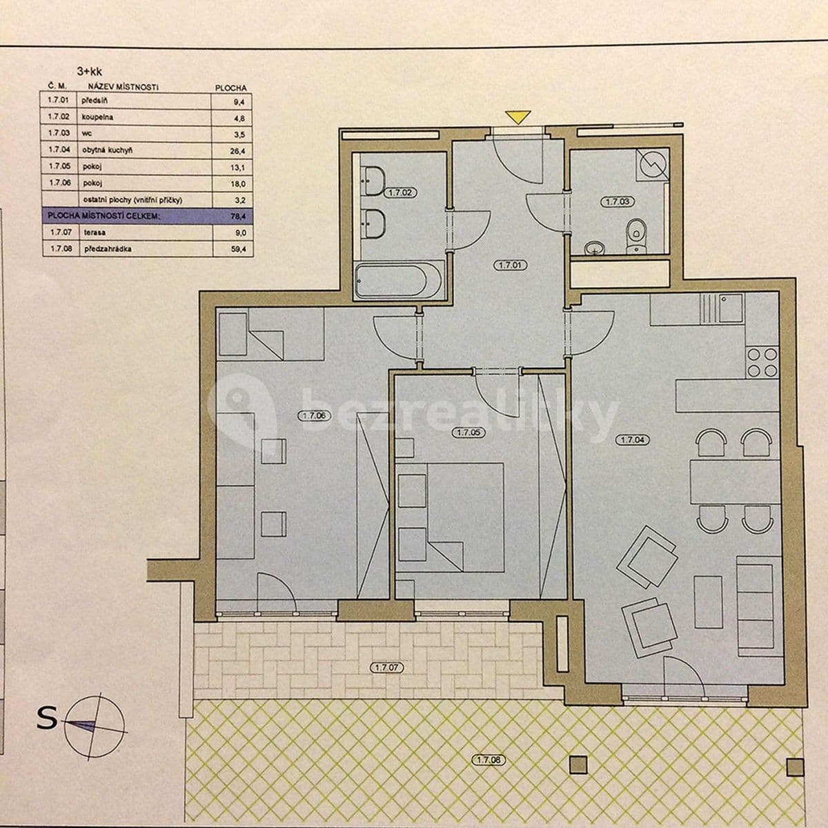 2 bedroom with open-plan kitchen flat to rent, 78 m², Kakosova, Prague, Prague 2 bedroom with open-plan kitchen flat to rent, 78 m², Kakosova, Prague, Prague