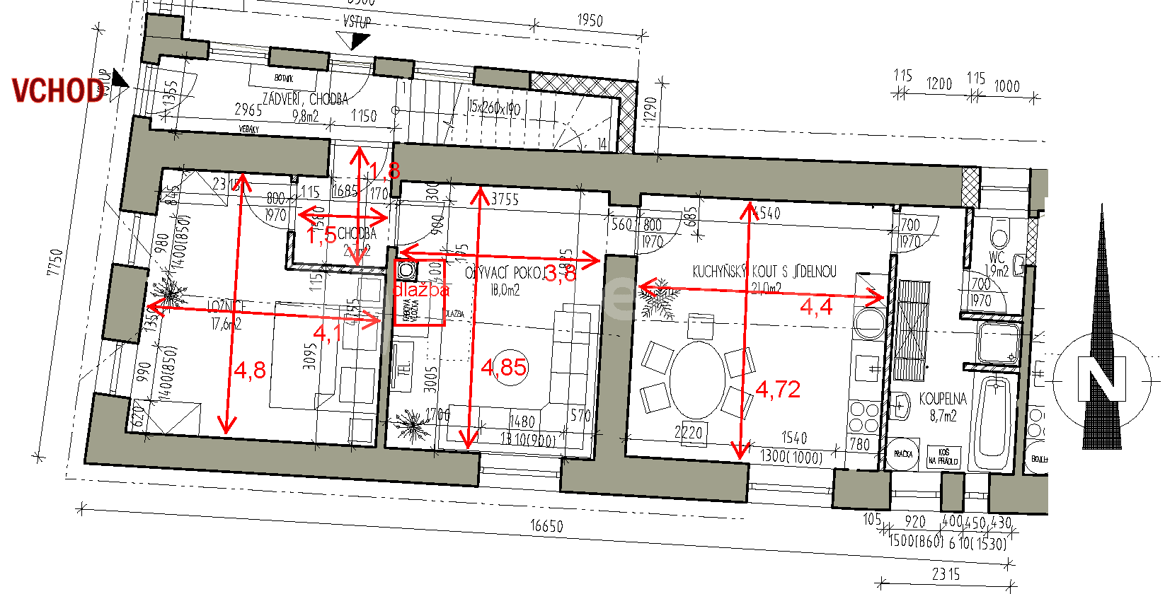 2 bedroom with open-plan kitchen flat to rent, 74 m², Třebotovice, České Budějovice, Jihočeský Region 2 bedroom with open-plan kitchen flat to rent, 74 m², Třebotovice, České Budějovice, Jihočeský Region