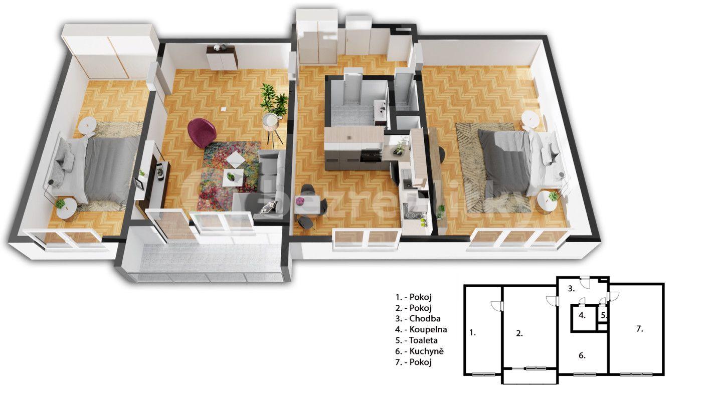 3 bedroom flat for sale, 67 m², Nerudova, Sezimovo Ústí, Jihočeský Region