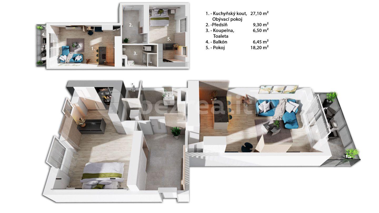 1 bedroom with open-plan kitchen flat for sale, 61 m², Svážná, Tábor, Jihočeský Region
