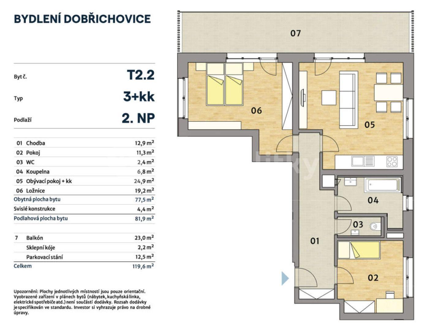 2 bedroom with open-plan kitchen flat for sale, 82 m², Pražská, Dobřichovice, Středočeský Region