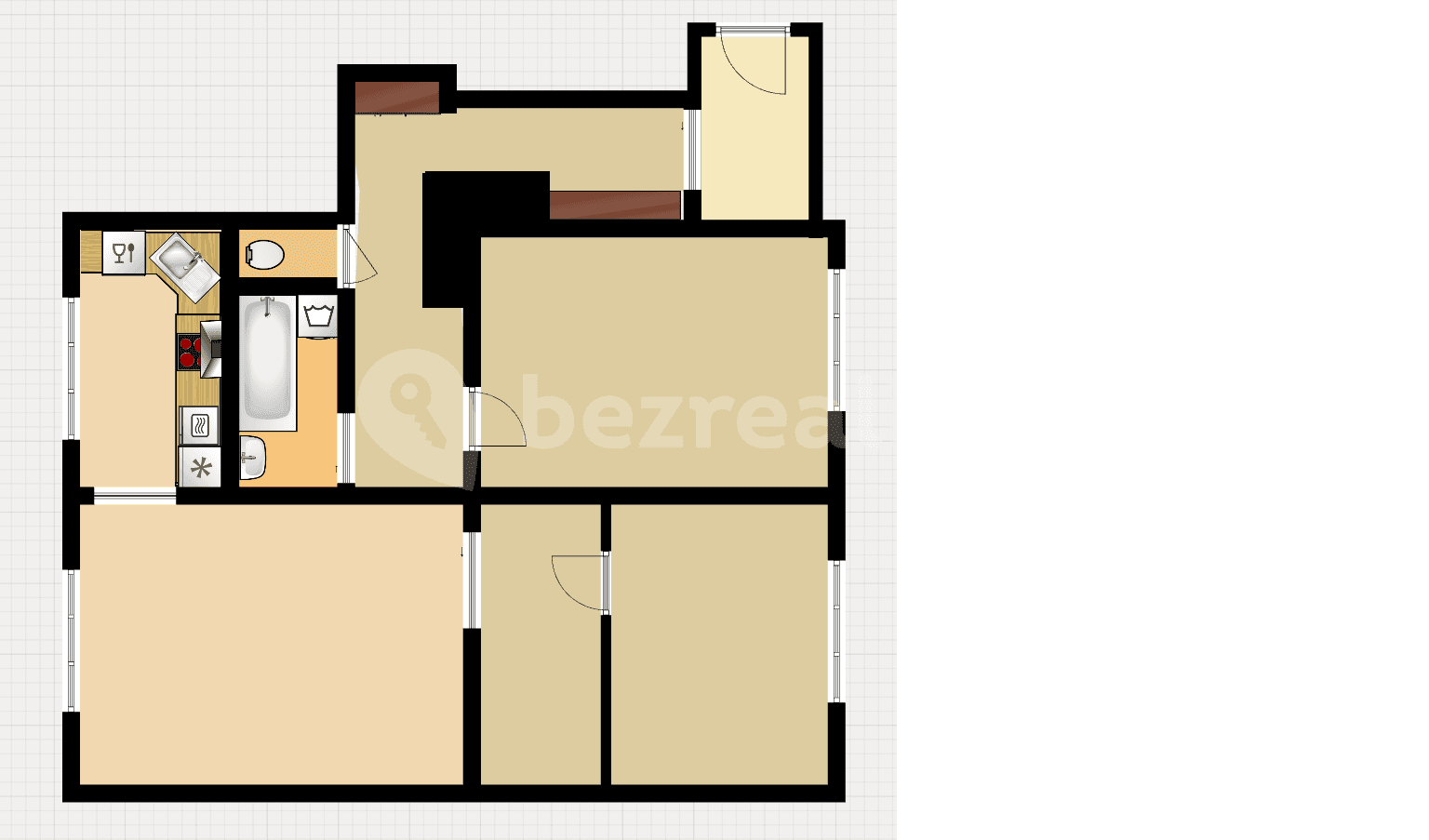 3 bedroom with open-plan kitchen flat to rent, 88 m², Osadní, Prague, Prague 3 bedroom with open-plan kitchen flat to rent, 88 m², Osadní, Prague, Prague