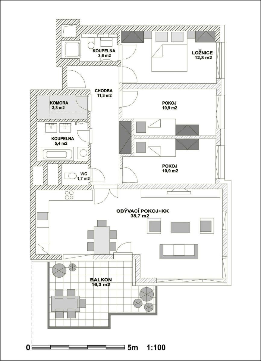 3 bedroom with open-plan kitchen flat for sale, 122 m², náměstí Junkových, Prague, Prague