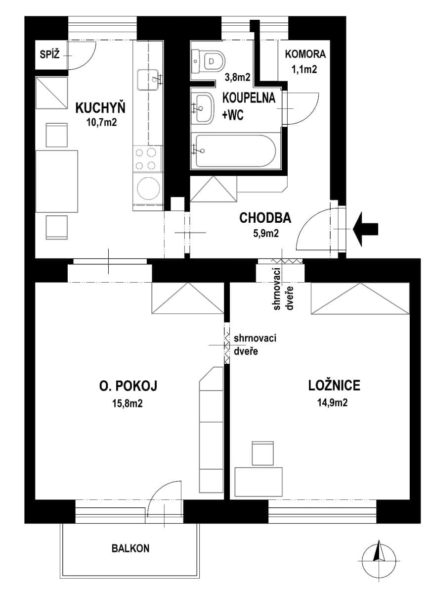 2 bedroom flat to rent, 52 m², Vodárenská, Kladno, Středočeský Region 2 bedroom flat to rent, 52 m², Vodárenská, Kladno, Středočeský Region