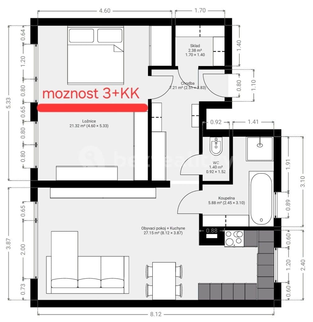 1 bedroom with open-plan kitchen flat for sale, 78 m², Hornoměcholupská, Prague, Prague