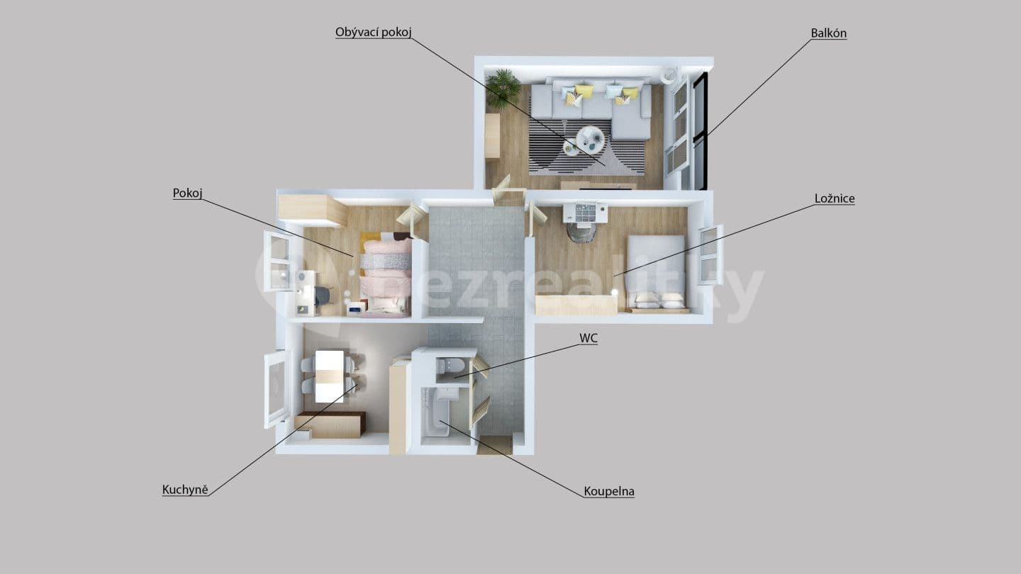 3 bedroom flat for sale, 72 m², U Sauny, Jirkov, Ústecký Region