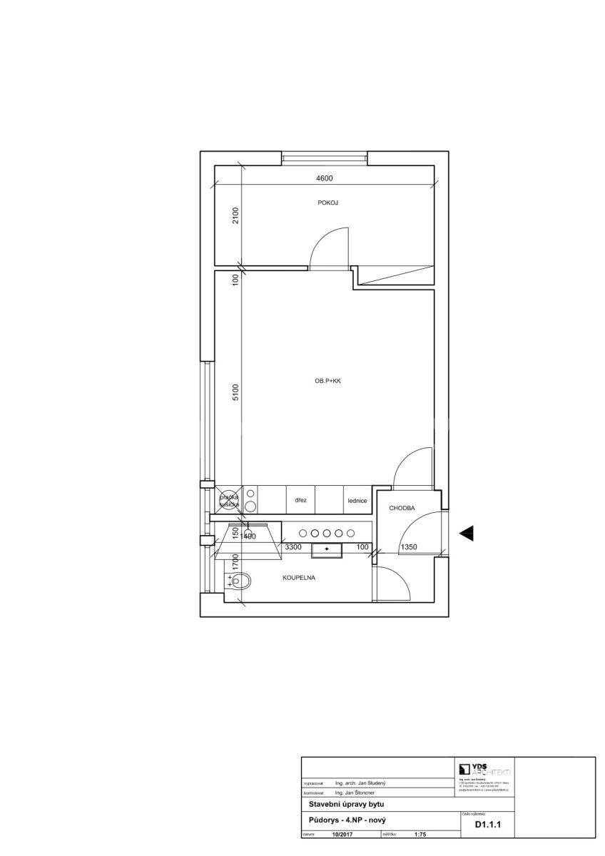 1 bedroom with open-plan kitchen flat for sale, 42 m², Nad Kajetánkou, Prague, Prague