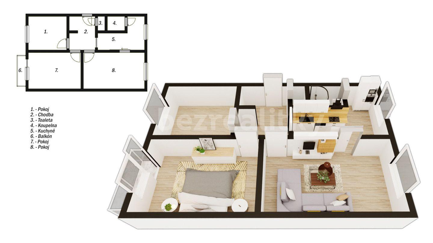 3 bedroom flat for sale, 74 m², Louky, Uherské Hradiště, Zlínský Region