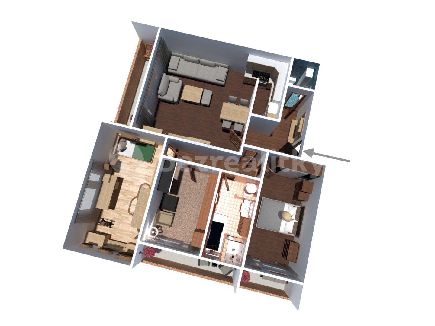 3 bedroom with open-plan kitchen flat for sale, 90 m², Chýšť, Pardubický Region