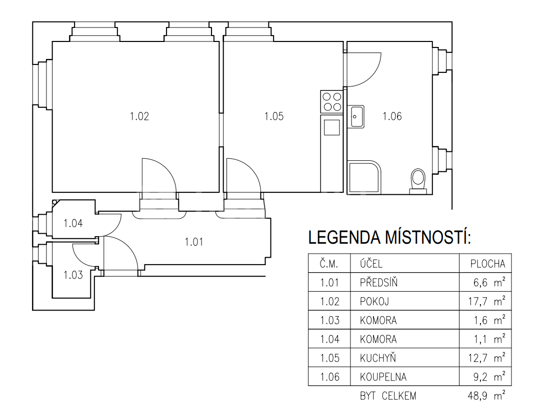 1 bedroom flat to rent, 49 m², Olbrachtova, Olomouc, Olomoucký Region 1 bedroom flat to rent, 49 m², Olbrachtova, Olomouc, Olomoucký Region