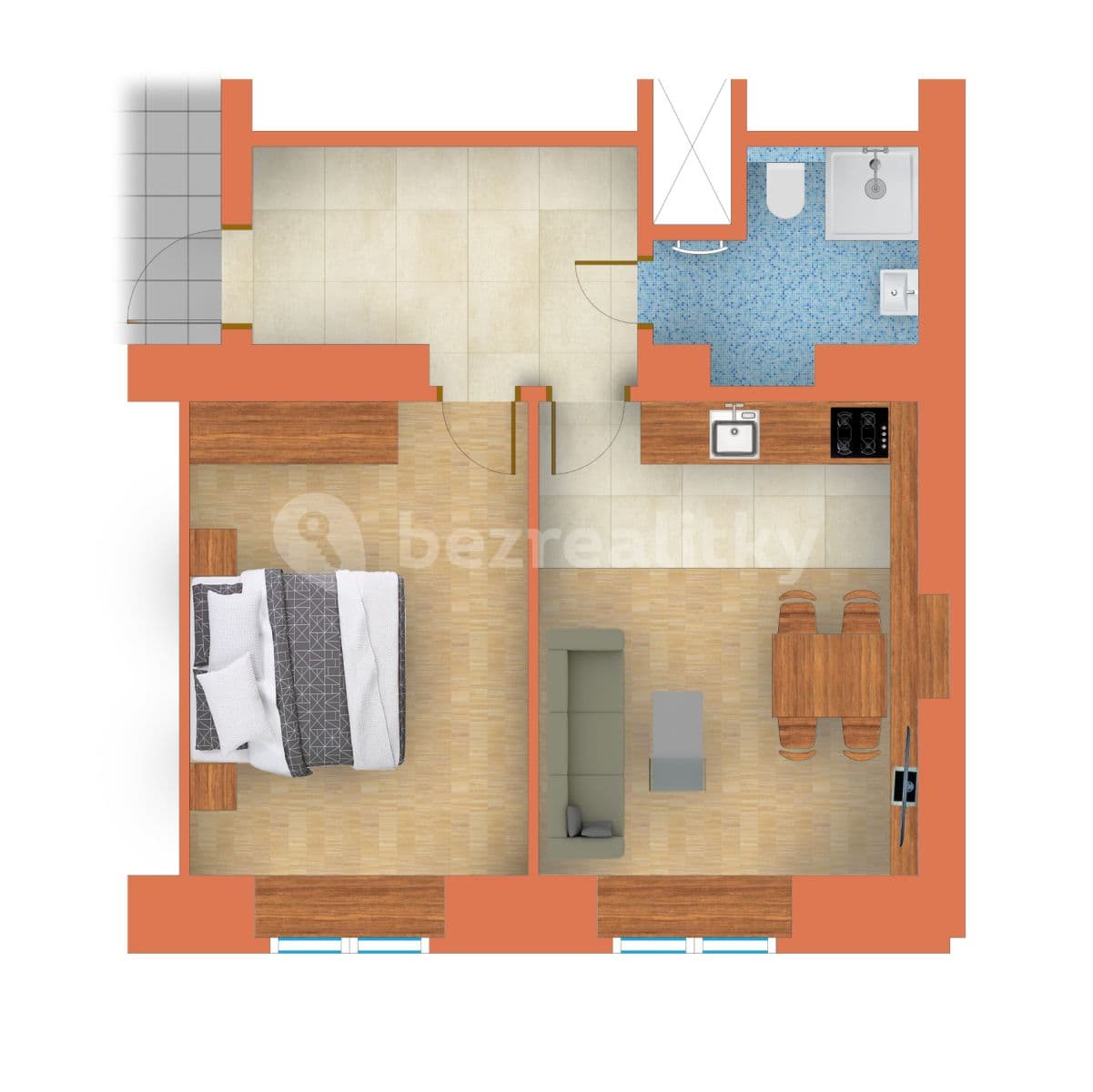 1 bedroom with open-plan kitchen flat to rent, 47 m², Šlikova, Prague, Prague 1 bedroom with open-plan kitchen flat to rent, 47 m², Šlikova, Prague, Prague