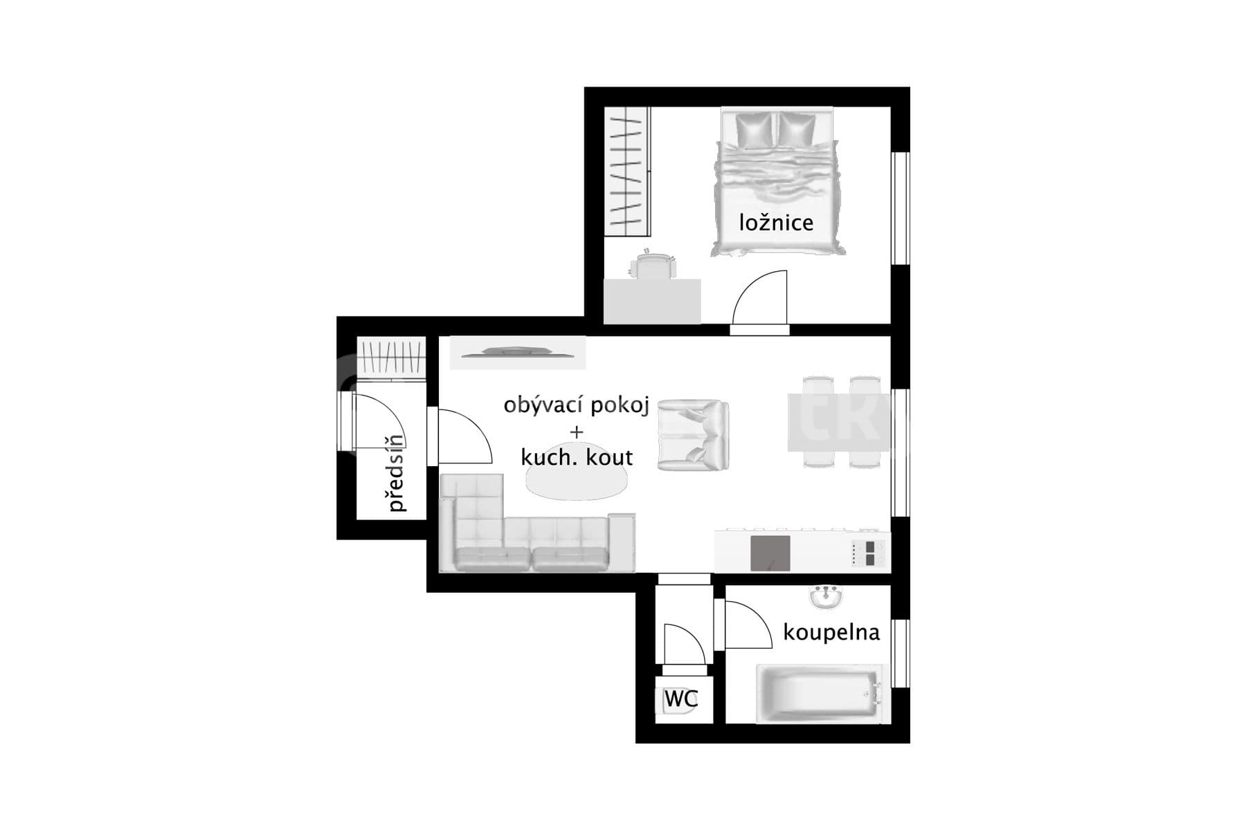 1 bedroom with open-plan kitchen flat for sale, 48 m², V Cihelně, Červené Pečky, Středočeský Region