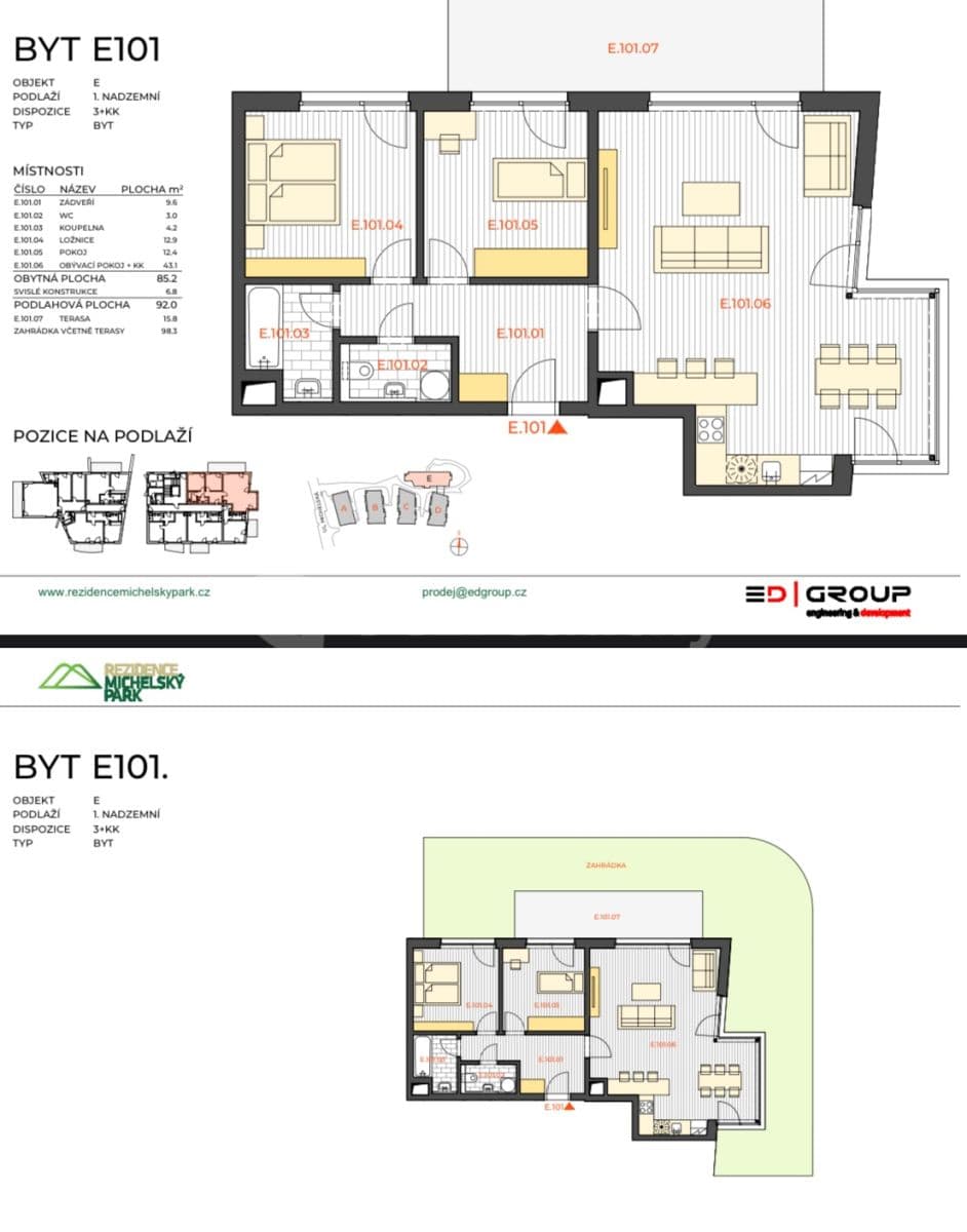 2 bedroom with open-plan kitchen flat to rent, 90 m², Michelská, Prague, Prague 2 bedroom with open-plan kitchen flat to rent, 90 m², Michelská, Prague, Prague